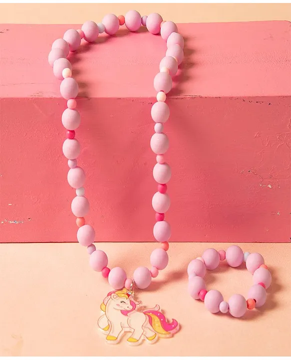 Pink Beads & Acrylic Bracelet Set Of 5 - The Blingspot Studio