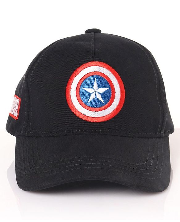 Babyhug Marvel  Captain America Summer Cap Black - Circumference  57 cm