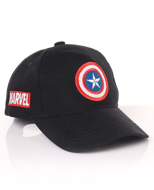 Babyhug Marvel  Captain America Summer Cap Black - Circumference  57 cm