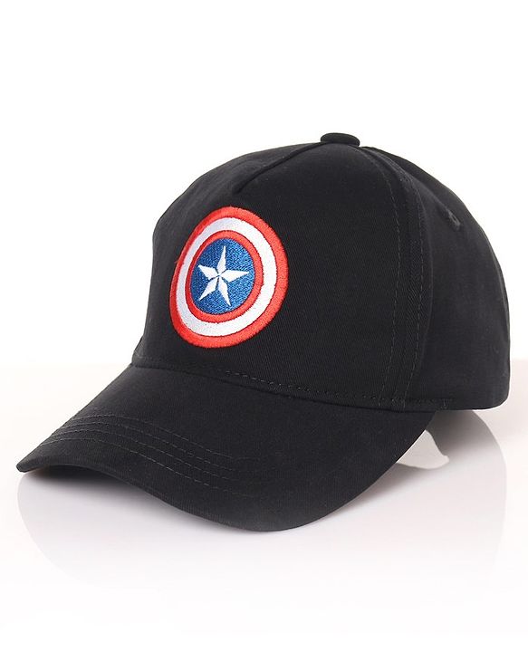 Babyhug Marvel  Captain America Summer Cap Black - Circumference  57 cm