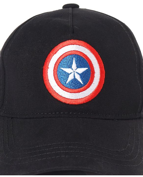 Babyhug Marvel  Captain America Summer Cap Black - Circumference  57 cm