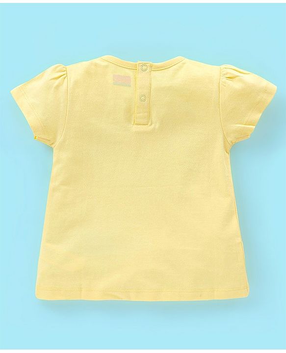 Babyhug 100% Cotton Knit Cap Sleeves T-Shirts Floral & Polka Dots Print Pack of 3 - White Blue & Yellow