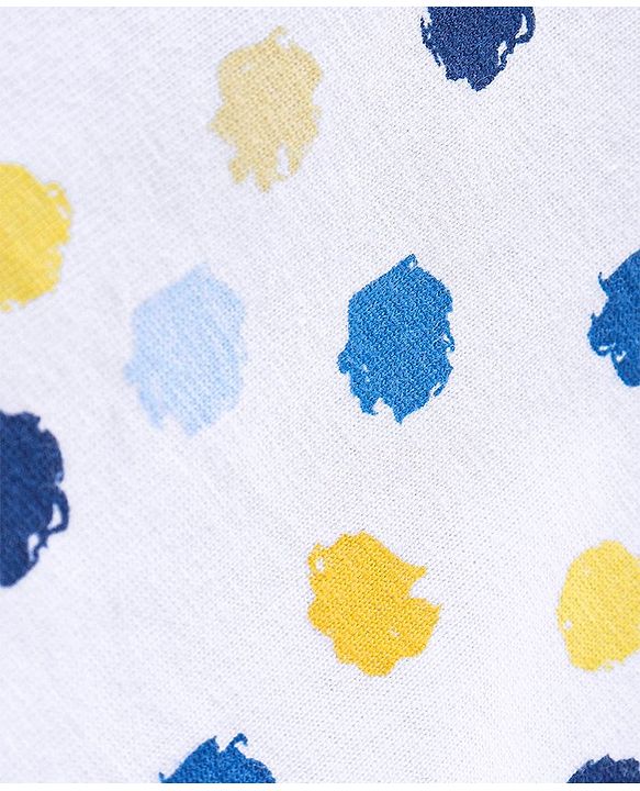 Babyhug 100% Cotton Knit Cap Sleeves T-Shirts Floral & Polka Dots Print Pack of 3 - White Blue & Yellow