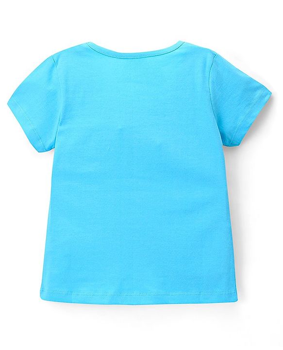 Pine Kids Cotton Half Sleeve Text Print Night Suit - Blue & Pink