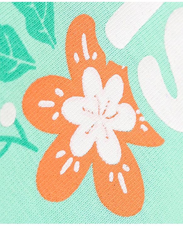 Pine Kids 100% Cotton Half Sleeves Top & Shorts Set Floral Print - Green
