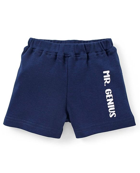 Babyhug 100% Cotton Half Sleeves Onesies with Shorts & Bow Tie - Navy Blue