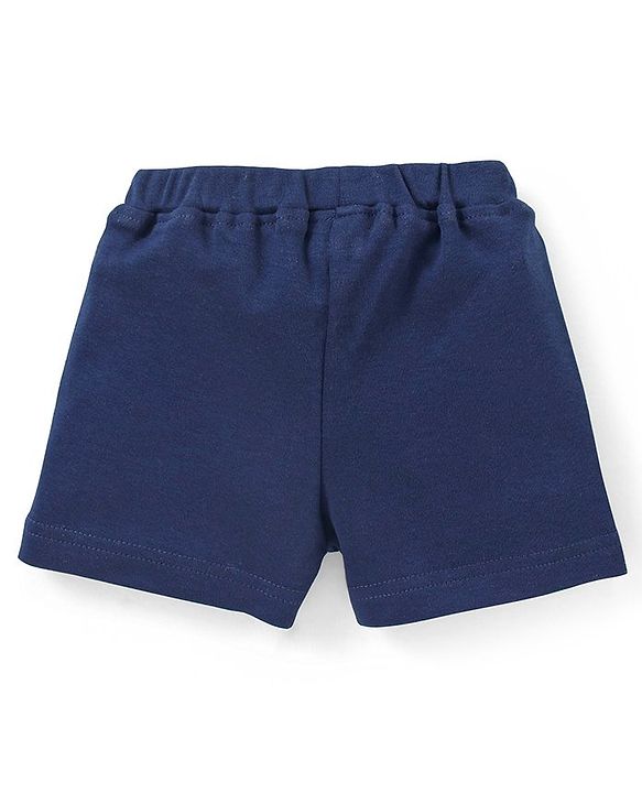 Babyhug 100% Cotton Half Sleeves Onesies with Shorts & Bow Tie - Navy Blue