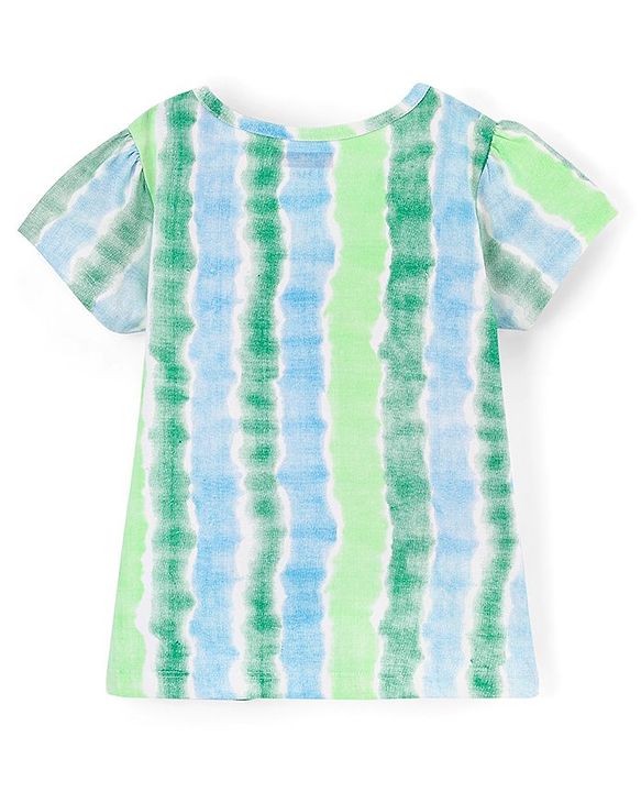 Pine Kids 100% Cotton Half Sleeves Nightwear Shorts Set Dreams Print - Green White & Blue