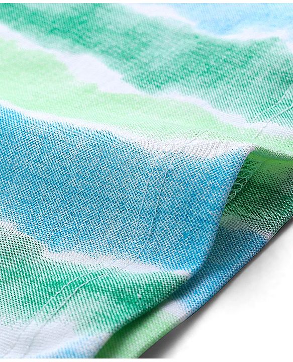 Pine Kids 100% Cotton Half Sleeves Nightwear Shorts Set Dreams Print - Green White & Blue