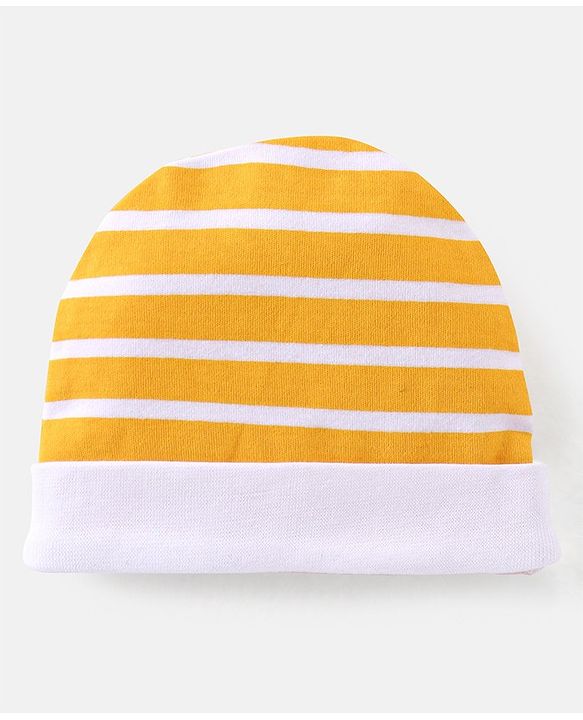 Babyhug 100% Cotton Knit Half Sleeves Onesie with Diaper Pants Cap Mittens & Booties Giraffe Print - Grey & Yellow