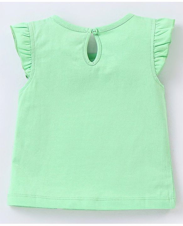 Babyhug 100% Cotton Knit Frill Sleeves Top Ice Lolly Print - Green