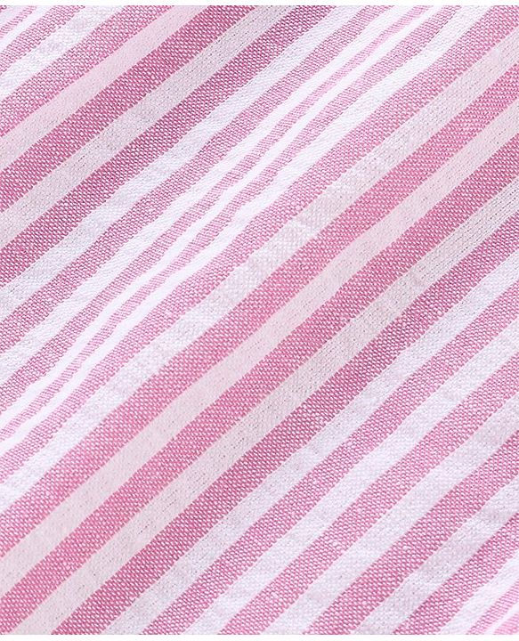 Babyhug Yarndyed  Seer Sucker Woven Sleeveless Frock with Headband Bow Applique - Pink