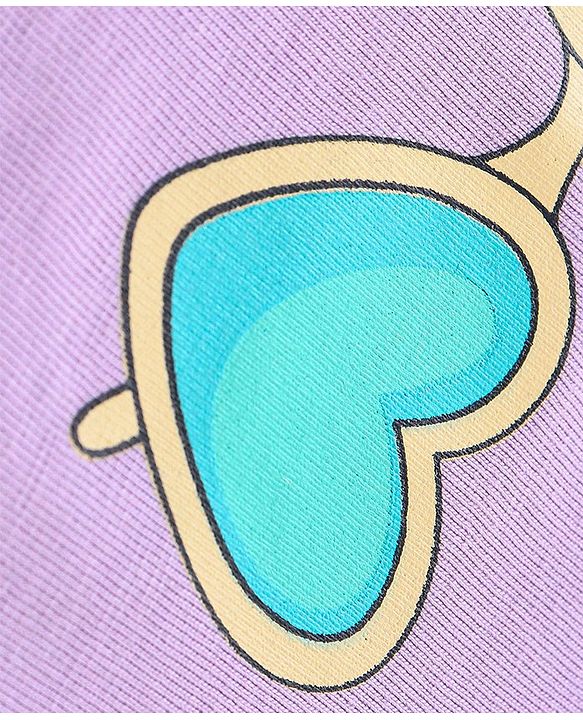 Babyhug 100% Cotton Knit Sleeveless T-Shirt with Bow Appliques Goggles Print - Light Purple