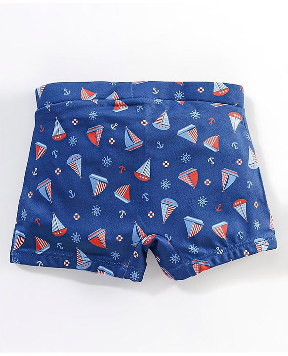 Babyhug Swimming Trunk Boat Print - Navy Blue