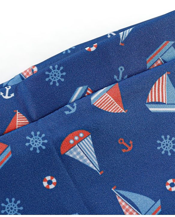 Babyhug Swimming Trunk Boat Print - Navy Blue