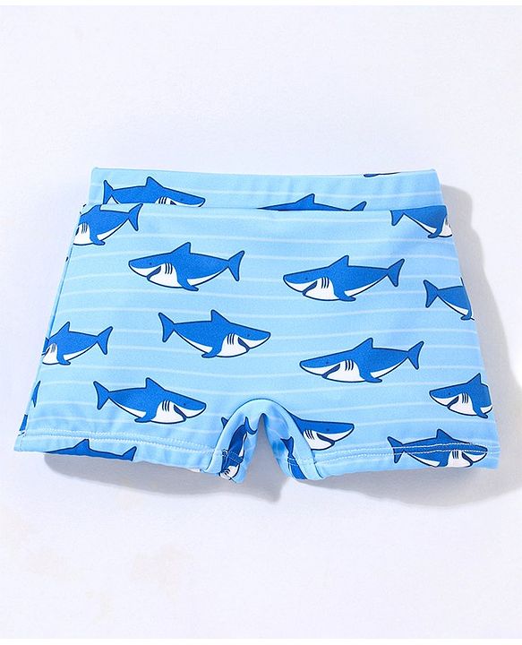 Babyhug Short Length Swimming Trunk Sharks Print - Blue