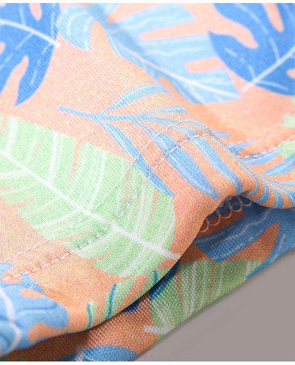 Babyhug Short Length Swimming Trunk Leaves Print - Blue