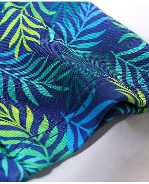 Babyhug Short Length Swimming Trunk Leaves Print - Blue