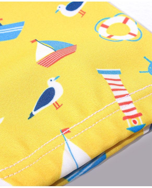 Babyhug Short Length Swimming Trunk Beach Theme Print - Yellow