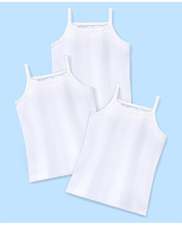Babyhug 100% Cotton Slip Solid Pack of 3- White