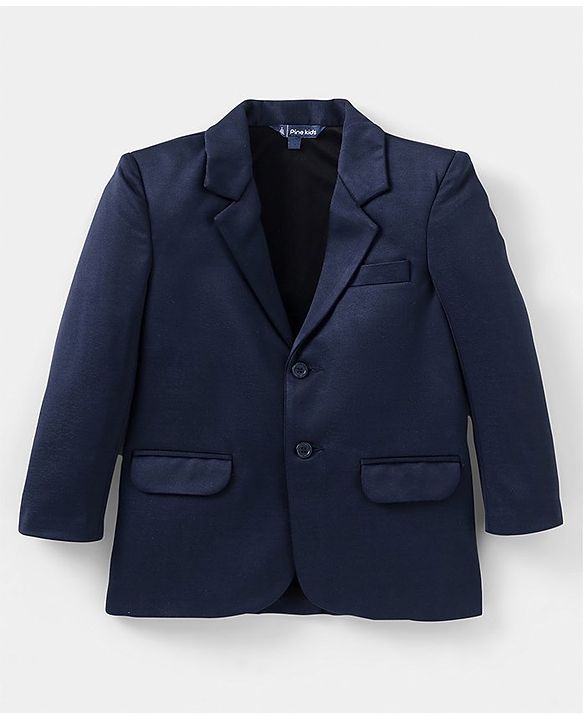 Pine Kids Full Sleeves Knitted Party Suit with Bow- Navy Blue