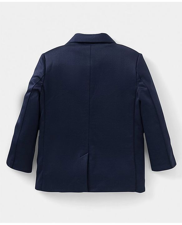 Pine Kids Full Sleeves Knitted Party Suit with Bow- Navy Blue