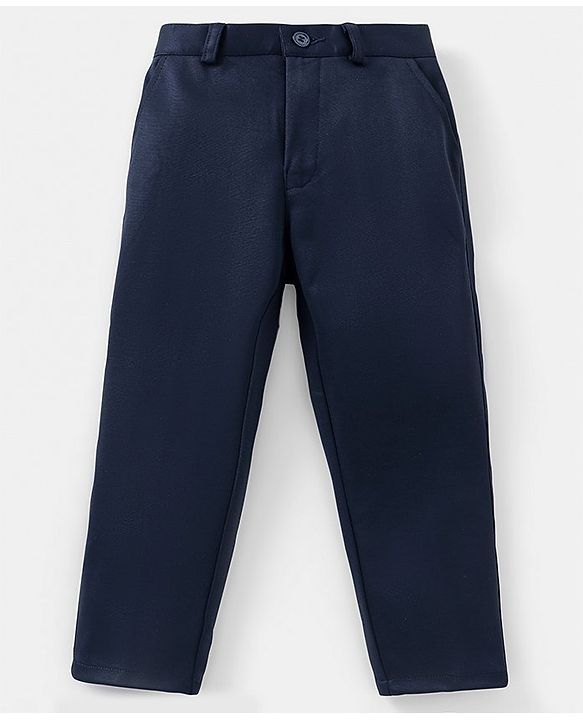 Pine Kids Full Sleeves Knitted Party Suit with Bow- Navy Blue