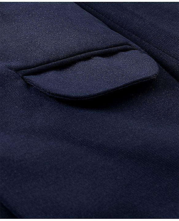 Pine Kids Full Sleeves Knitted Party Suit with Bow- Navy Blue