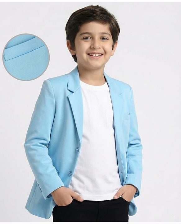 Pine Kids Knitted Full Sleeves Blazers - Light Blue