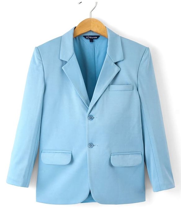 Pine Kids Knitted Full Sleeves Blazers - Light Blue
