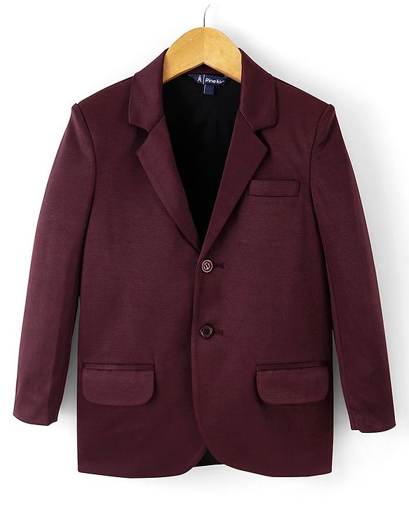 Pine Kids Full Sleeves Knitted Solid Color Blazer - Maroon