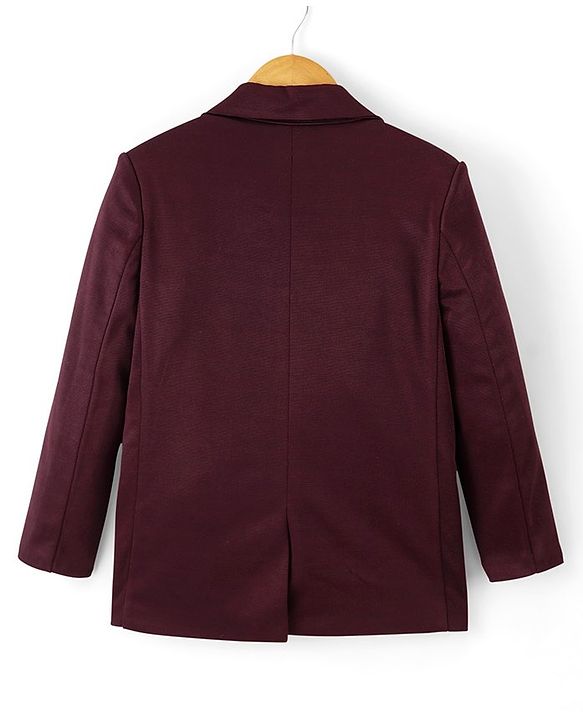 Pine Kids Full Sleeves Knitted Solid Color Blazer - Maroon