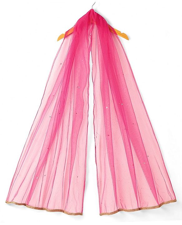 Pine Kids All Over Printed Tiered Lehenga with Cape Choli Set- Dark Pink