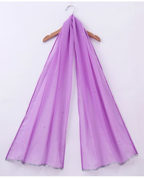 Pine Kids 100% Cotton Woven Half Sleeves Mirror Work Tiered Lehenga Choli Set - Lavender