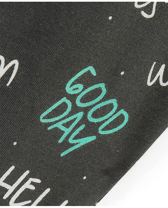 Pine Kids Stretchable Cotton Bio Washed Full Length Leggings Text Print - Dark Shadow
