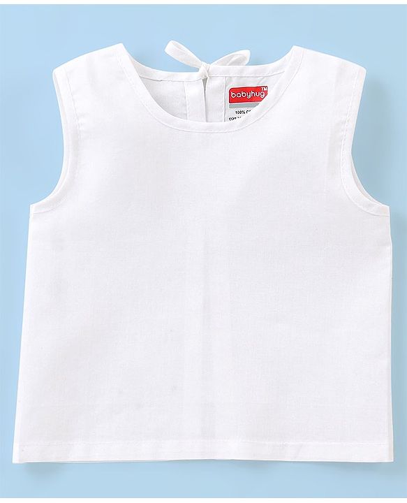 Babyhug 100% Cotton Sleeveless Jhabla with Back Knot Pack of 3 - White
