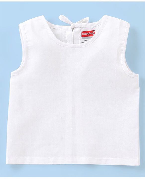 Babyhug 100% Cotton Sleeveless Jhabla with Back Knot Pack of 3 - White