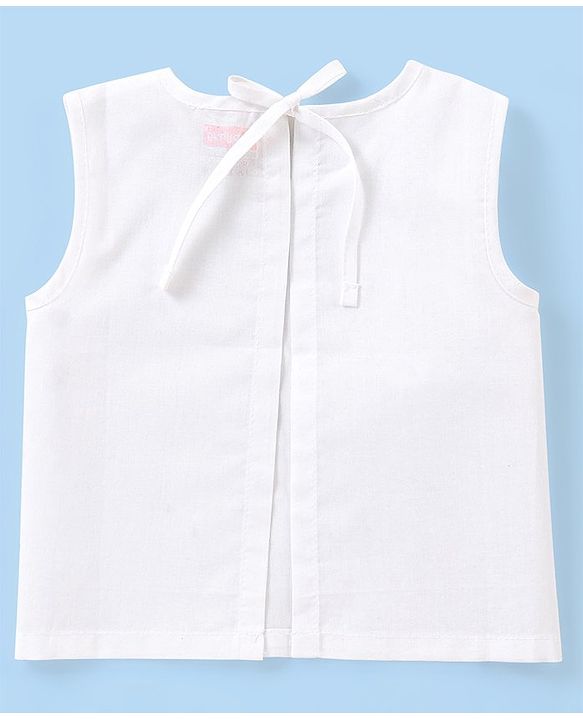 Babyhug 100% Cotton Sleeveless Jhabla with Back Knot Pack of 3 - White