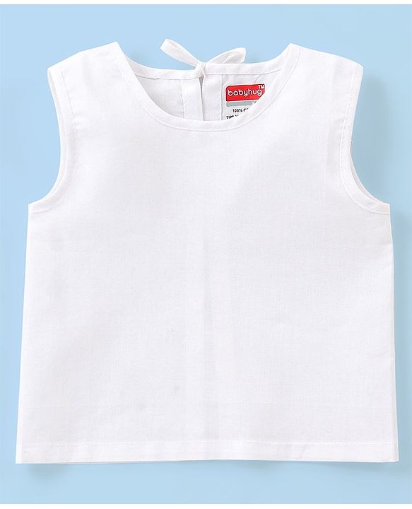 Babyhug 100% Cotton Sleeveless Jhabla with Back Knot Pack of 3 - White