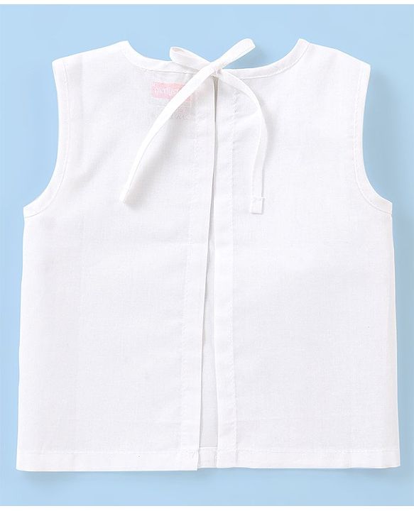 Babyhug 100% Cotton Sleeveless Jhabla with Back Knot Pack of 3 - White