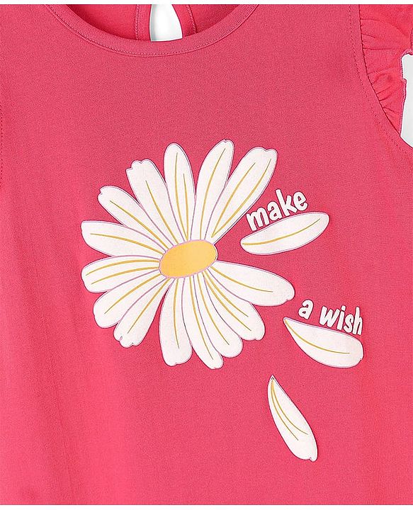 Pine Kids 100% Cotton Knit Short Sleeves Night Gown Flower Print - Pink