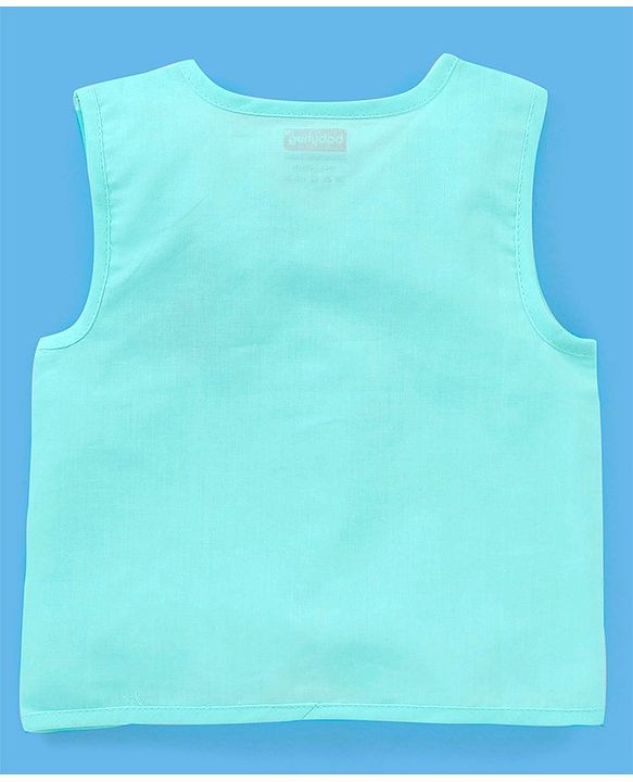 Babyhug 100% Cotton Sleeveless Jhabla Striped & Dino Print Pack of 3 - Blue & White