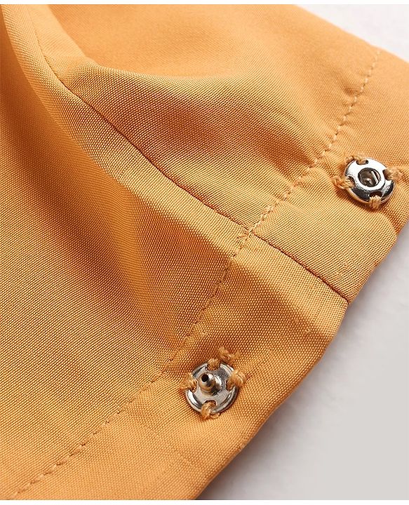 Pine Kids Three Fourth Sleeves Kurti Churidar Set with Dupatta Chervon Pattern - Mustard Yellow