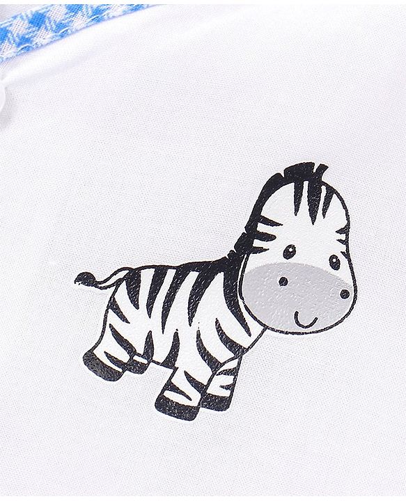 Babyhug 100% Cotton Front Open Jhablas Wild Animal Print Pack of 5 - White