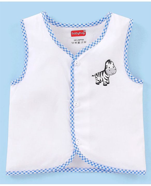Babyhug 100% Cotton Front Open Jhablas Wild Animal Print Pack of 5 - White