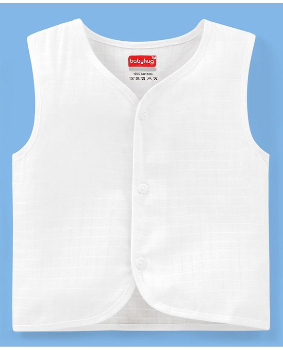 Babyhug 100% Cotton Sleeveless Jhablas Pack Of 3 - White