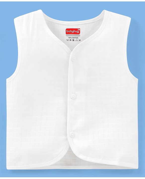 Babyhug 100% Cotton Sleeveless Jhablas Pack Of 3 - White