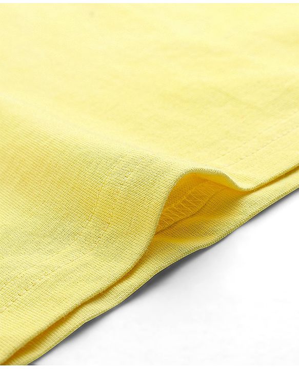 Pine Kids 100% Cotton Knit Half Sleeves Bio Washed T-Shirt Stay Cool Print - Yellow & Blue