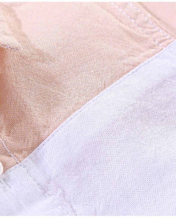 Babyhug 100% Cotton Half Sleeves Cute & Sew Patterned Solid Oxford Shirt - Peach White & Aqua