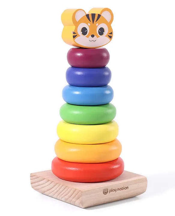 Play Nation Premium Rainbow Stacking Multicolored Stacking Rings Rings|  Montessori Educational and Learning Toy for Infants Toddlers Kids|